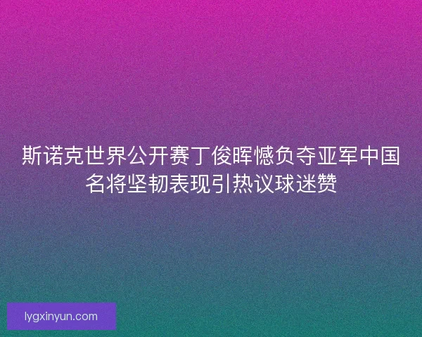 斯诺克世界公开赛丁俊晖憾负夺亚军中国名将坚韧表现引热议球迷赞